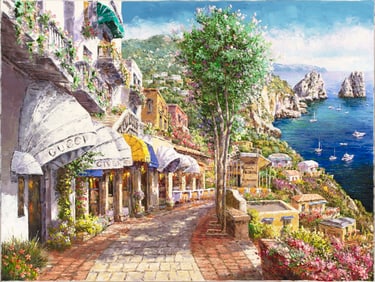 Sam Park - RENDEZVOUS IN CAPRI - Limited Edition, Hand Signed and Embelished Giclee on Canvas