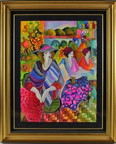 Patricia Govezensky - "Women in a CafŽ" - Watercolor on Paper