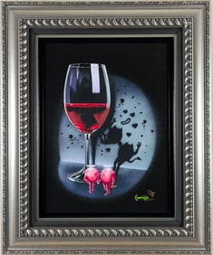 Michael Godard - She Devil Red Wine - Framed hand-embellished Giclee on Canvas