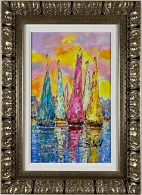 Duaiv - Lumiere de Voiles Pastel - Framed hand-embellished giclee on Canvas