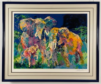 LeRoy Neiman - "Elephant Family" - Limited Edition Serigraph on Paper