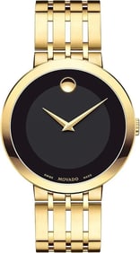 Movado Esperanza Museum 39mm Steel Black Dial Quartz Mens Watch Model # 0607059 - New in Box