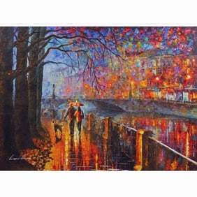 Leonid Afremov - "Alley By The River" - Giclee on canvas