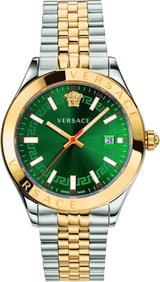 Versace Hellenyium Two-Tone Steel Green Dial Men Quartz Watch - Model VEVK00620 - New in Box