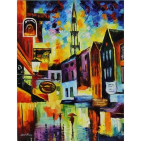 Leonid Afremov - "Belgium Brussels" - Oil on Canvas