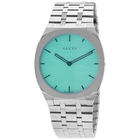 Gucci 25H Quartz Unisex 38 mm Blue Dial Watch Model # YA163409 NIB