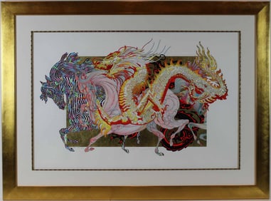 Guillaume Azoulay - Le Dragon D'or - Framed Limited Edition Print with hand-laid Gold Leaf
