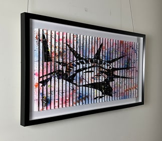 E.M. ZAX - Stars and Stripes - Framed Original hand painted Polymorph.