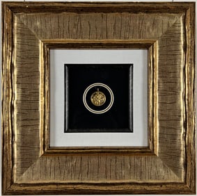 Linda Le Kinff - Framed Two-sided gold plated Cendrillan Pendant with silk cord