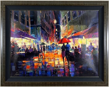 Michael Flohr - Italian Rain - Framed Limited Edition Artist Embellished Giclee on Canvas