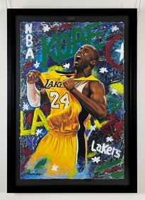 Nastya Rovenskaya - "Kobe Bryant" - Framed Unique Mixed Media