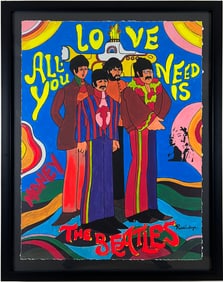Nastya Rovenskaya - "The Beatles - All You Need is Love" - Framed Unique Mixed Media