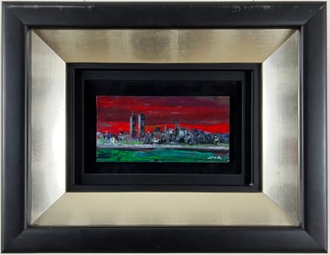 Victor Spahn - New York Dusk - Framed Original Painting on Canvas