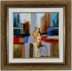Adriana Naveh - Follow Me - Framed Original Mixed Media on Metal