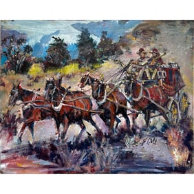 James Colt - "Butterfield Stage" - Original Oil Painting on Board