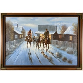 John Stanford - "Untitled - Rider's Heading West" - Original Oil on Canvas