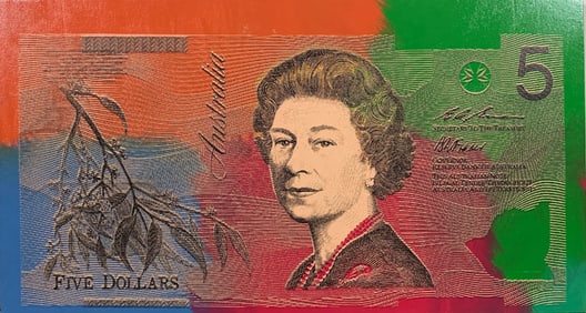 Steve Kaufman - "Australian Five Dollar note" - Silkscreen on Canvas