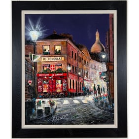 Mark Braver's "Montmarte la Nuit" is a framed, original oil painted