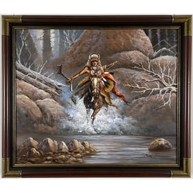 John Stanford - "Untitled - Indian Warrior" - Original Oil on Canvas