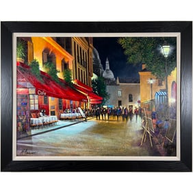 Mark Braver - "Montmarte Evening Art Walk" - Original Oil on Canvas