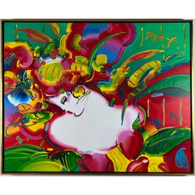 Peter Max - "Flower Blossom Lady" - Original Acrylic on Canvas