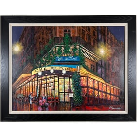 Mark Braver - "Cafe de Flore la Nuit" - Original Oil on Canvas