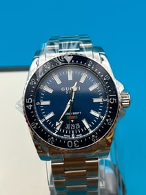 Gucci Model YA136311 Men's Blue Dial Quartz Dive Watch Steel - New in Box