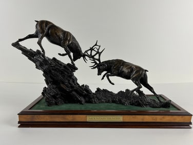 Mountain Thunder by D. Van Ruyckevelt – Franklin Mint Limited Edition Bronze Elk Sculpture