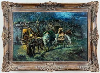 C Niblett (20th Century) - Untitled - Framed Original Western Oil Painting on Canvas
