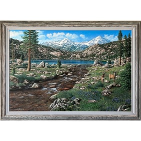 Leslie Van Nimwegen - "Spring Landscape with Deer" - Original Oil on Wood Panel