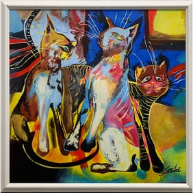 Richard Seidel - "Three Cats" - Original on Canvas