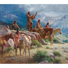 Martin Grelle - "Prayers of the Pipe Carrier" - Limited Edition Giclee on Canvas