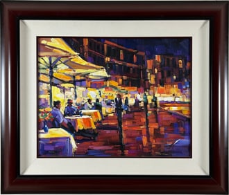 Michael Flohr - "Cappuccino with Friends" - Giclee on Canvas