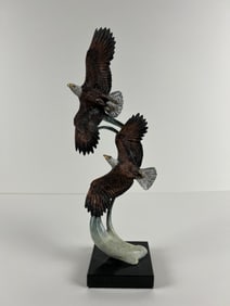 Aerial Display by Kitty Cantrell Legends Sculpture – Limited Edition Bronze Eagles Wildlife Art