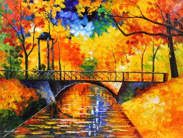 Leonid Afremov - "Autumn Bridge" - Oil on Canvas