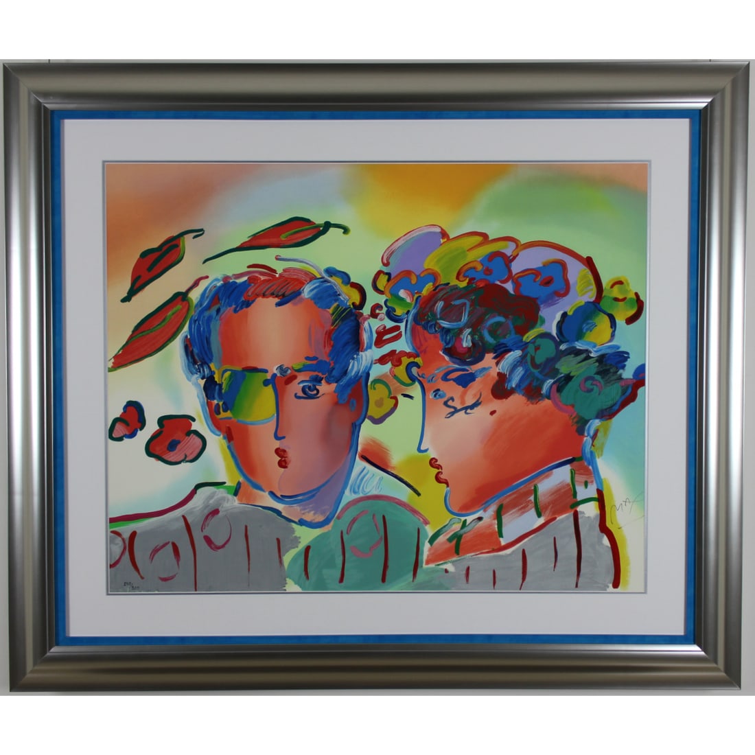 Peter Max - "Zero in Love" - Limited Edition Serigraph on Paper: Zero in Love by Peter MaxLimited Edition Serigraph on Paper | Image: 36" x 28.5" | Framed: 49" x 41.5"Radiating joy, whimsy, and romance, Zero in Love by Peter Max is a luminous example of the artist'