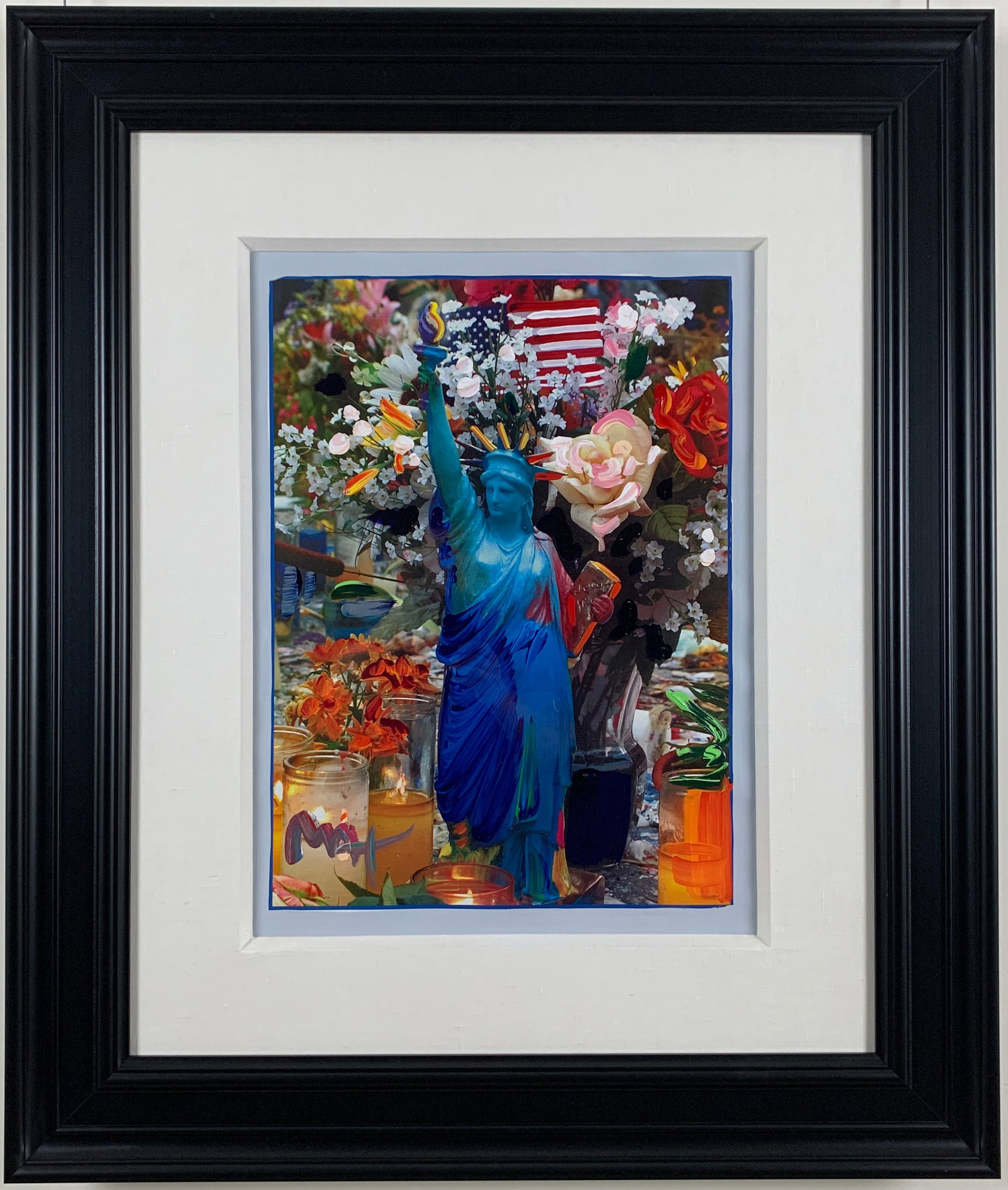 Peter Max - "Land of the Free Home of the Brave" - Original Mixed Media with acrylic paining and: Land of the Free, Home of the Brave by Peter MaxOriginal Mixed Media with Acrylic Painting and Color Lithography on Paper | Image: 24" x 18" | Framed: 39" x 33"A poetic fusion of patriotic symbolism a