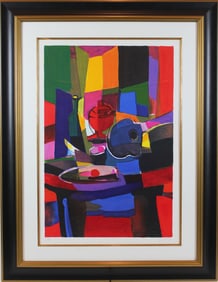 Marcel Mouly - "Mandole et Compotier Rouge" - Limited Edition Lithograph on Paper