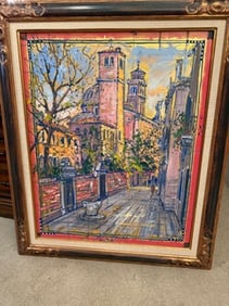 Rare Bruno ZUPAN Original Hand-signed Oil Painting - Tower of Friar - Magnificently Framed