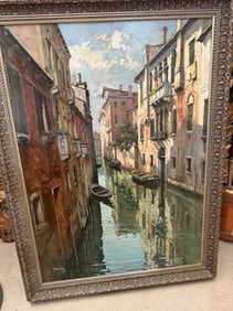 Primo RE Original Painting titled "Venice Canal" Framed and Ready to Hang