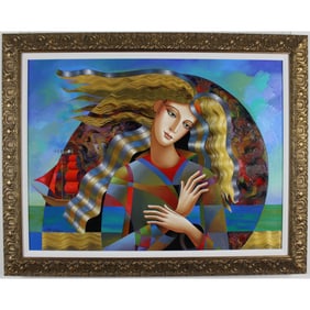 Oleg Zhivetin - "Red Sail" - Original Mixed Media on Canvas