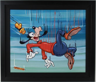 Trevor Carlton - "Falling Goofy" - Framed Mixed Media on Canvas