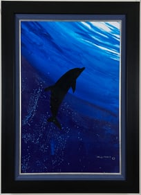 Wyland - "Sunlit Dolphin" - Framed Original Painting on Canvas