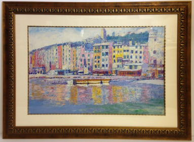 Anton Sipos - "Portofino Harbor" - Original Oil on Paper