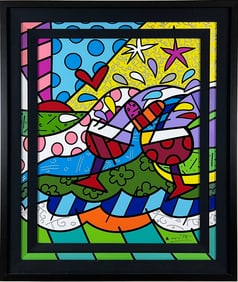 Romero Britto - "Wine Country Red" - Limited Edition Mixed Media giclee and silkscreen on Canvas