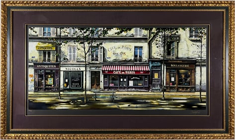 Thomas Pradzynski "Café de Paris" - Framed Limited Edition Serigraph on Paper