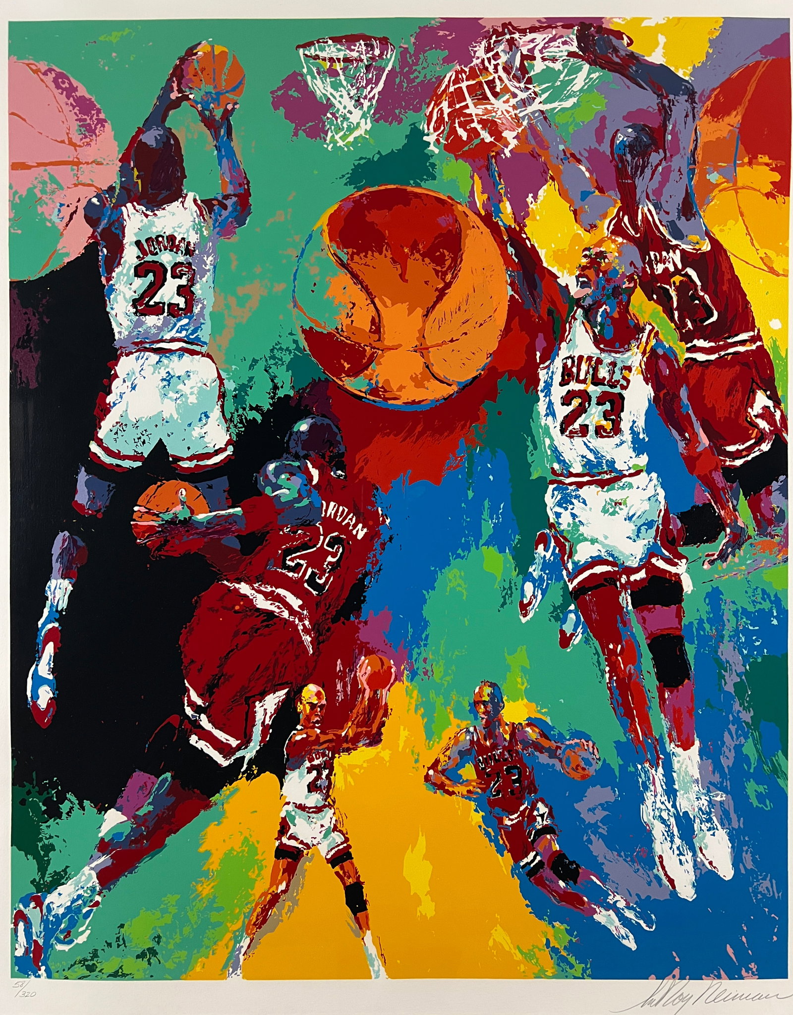 LeRoy Neiman - Michael Jordon - Limited Edition Serigraph on Paper - VG - Exc Condition: LeRoy Neiman - Michael Jordon - Limited Edition Serigraph on Paper - This is one of Neimans most coveted works of art. Micahel Jordan is considered the GOAT of the NBA by many experts. Neiman does an 