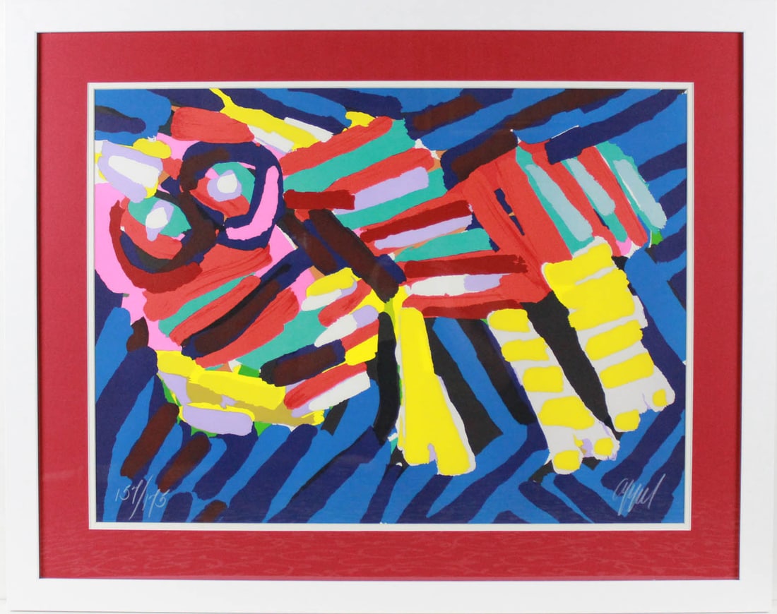 Karel Appel - "Head Like an Animal" - Limited Edition Lithograph on Paper: Head Like an Animal is a framed limited edition lithograph on paper dated 1977, numbered 157/175 and hand signed by Karel Appel (1921-2006). Measures approx. 39" x 31.5" (frame), 29" x 21" (image). Ga