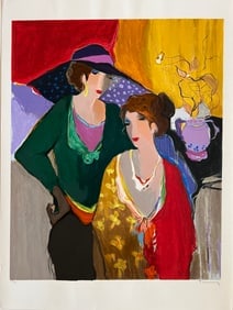 Itzchak Tarkay - ON THE STAGE - Limited Edition Serigraph on Paper: ON THE STAGE by Itzchak TARKAY is a wonderful Serigraph on paper of one of the Artist's most popular works of all time. ON THE STAGE was the featured artwork from Tarkay's Exhibition during the Intern