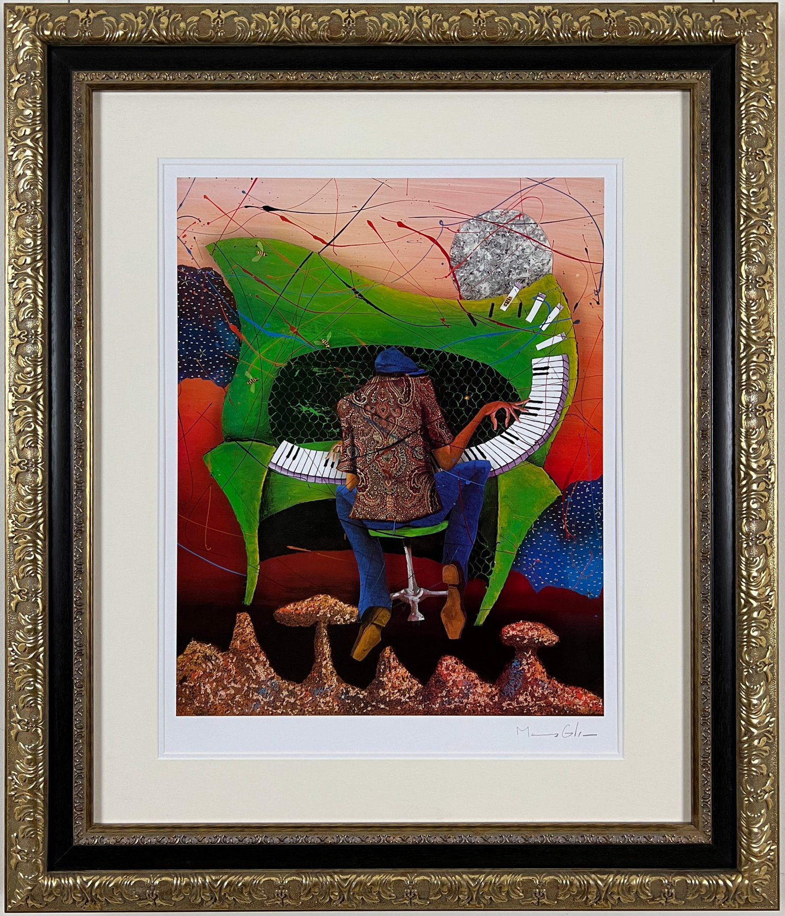 Marcus Glenn - Keys to the Soul - Framed Seriolithograph in color on archival paper.: Marcus Glenn - Keys to the Soul - Framed Seriolithograph in color on archival paper. Signed in the plate by Marcus Glenn. Created in 2011. Image Dimensions: 20 1/8 x 16 inches. Framed Dimensions 34 x 